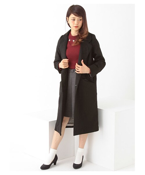 earth music&ecology(アースミュージックアンドエコロジー)の「ロングチェスターコート(ジャケット/アウター・杢ライトグレー/ブラック/キャメル・S/M)」の4枚目の写真