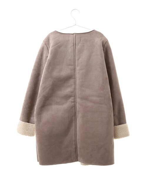 Green　Parks（グリーンパークス）の「Nムートン風ノーカラーコート（ジャケット/アウター・グレー/ブラウン/ネイビー・M）」の5枚目の写真
