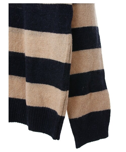 Green　Parks（グリーンパークス）の「Uウォッシャブルボーダープルオーバー（トップス・アイボリー/杢グレー/レッド/ベージュ・F）」の8枚目の写真