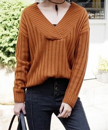 DHOLIC | ざっくりVネックリブ編みニットトップス(ニット/セーター)