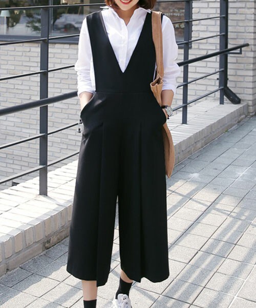 DHOLIC（ディーホリック）の「2カラーワイドジャンプスーツ（サロペット/オーバーオール・レディース・チェック/ブラック・FREE）」の2枚目の写真