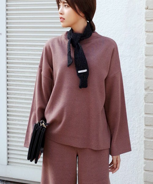 DHOLIC（ディーホリック）の「ミラノリブボトルネックフレアスリーブプルオーバー（ニット/セーター・レディース・オリーブグリーン/サーモンピンク/ネイビー/ライトグレー・FREE）」の4枚目の写真