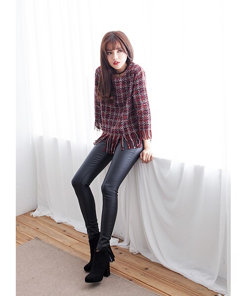 gracegift(グレースギフト)の「韓國帥氣酷妞仿皮長褲(パンツ・レディース・黑・S)」の5枚目の写真