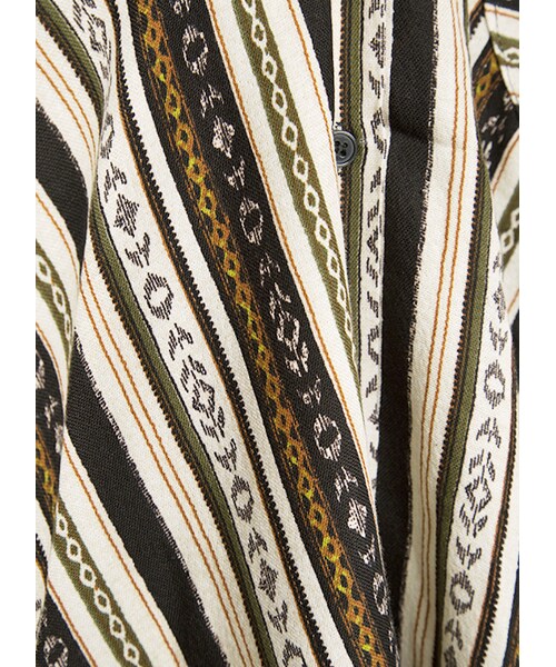 gracegift（グレースギフト）の「韓國民族V字領條紋印花上衣（トップス・レディース・紅條紋・F）」の3枚目の写真