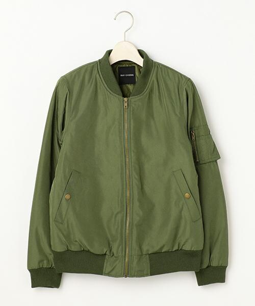 RAY CASSIN（レイカズン）の「MA-1ブルゾン（ジャケット/アウター・レディース・ブラック/ネイビー/カーキ・FREE）」の2枚目の写真