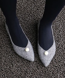 DHOLIC | ヘリンボーンフェイクパールフラットシューズ(パンプス)
