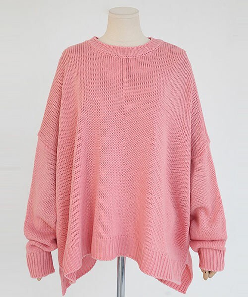 DHOLIC（ディーホリック）の「アンバランスルーズフィットニット（ニット/セーター・レディース・カーキ/グレーベージュ/ピンク/ブラック/ベージュ/ライトベージュ・FREE）」の6枚目の写真