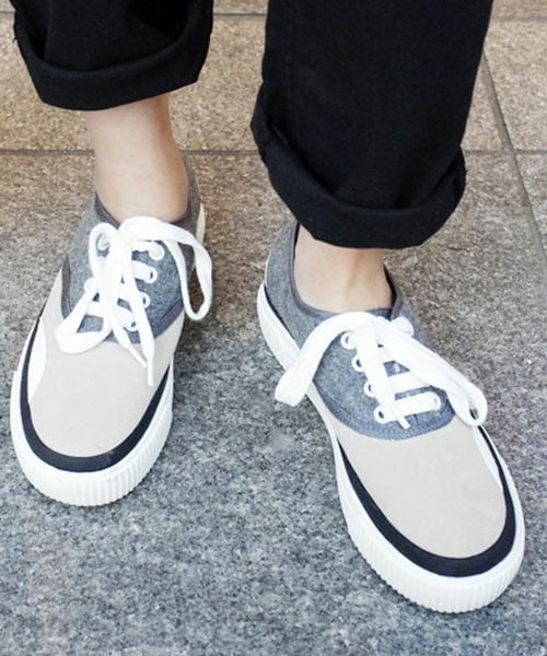 DHOLIC（ディーホリック）の「カラー配色プラットフォームスニーカー（スニーカー・レディース・ネイビー/ブラックグレー/ベージュ・230/235/240/245/250）」の3枚目の写真