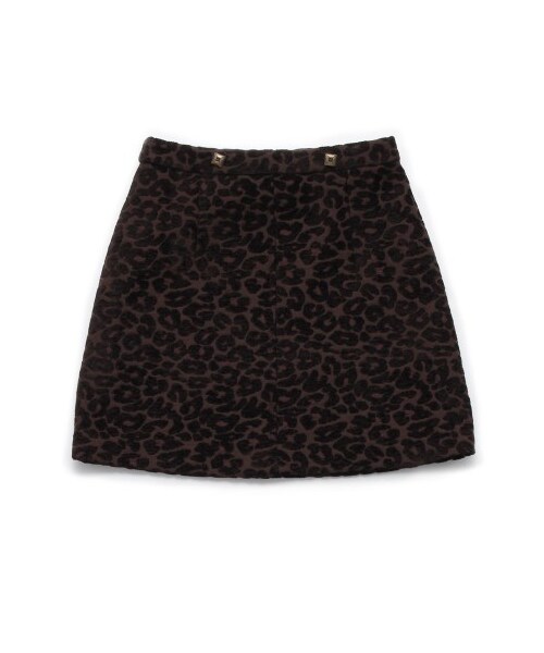 LILY BROWN（リリーブラウン）の「レオパード台形フレアスカート（ミニスカート・レディース・GRY/BEG/BRW・0/1）」の3枚目の写真