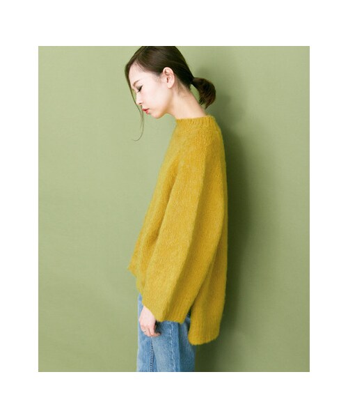 1点モノ★ヴィンテージリボンヤーンニット★黄色イエロートップスヨーロッパ 1点モノ☆ヴィンテージリボンヤーンニット☆黄色イエロートップス