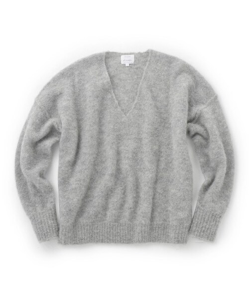 LE JUN（ルジュン）の「アルパカ混ループVネックプルオーバー（トップス・レディース・グレー/ホワイト/キャメル/ピンク・F）」の2枚目の写真