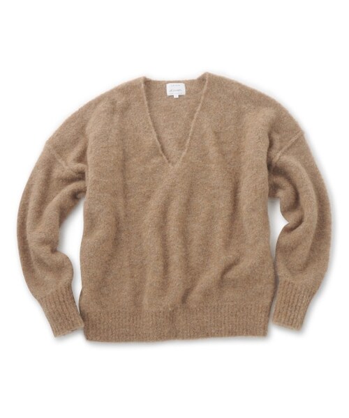 LE JUN（ルジュン）の「アルパカ混ループVネックプルオーバー（トップス・レディース・グレー/ホワイト/キャメル/ピンク・F）」の4枚目の写真