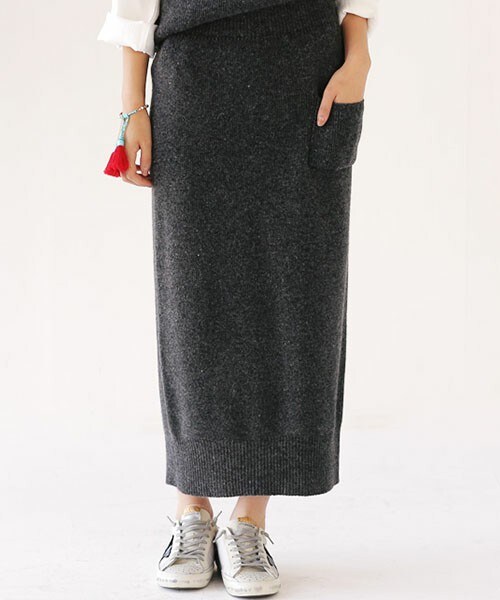 DHOLIC（ディーホリック）の「ウエストゴムタイトニットスカート（スカート・レディース・カーキ/グレー/ネイビー・FREE）」の2枚目の写真