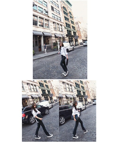 Aco Design(アコデザイン)の「ストライプシャツ レディース 長袖/コットンシャツ ストライプ ロングシャツ(シャツ/ブラウス・レディース・アイボリー・肩幅:49 バスト:106 袖丈:58.5 袖幅:17.5 着丈:前72/後74)」の5枚目の写真