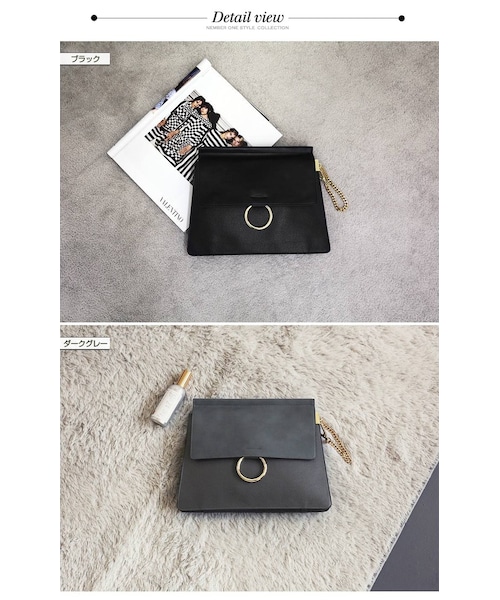 Aco Design（アコデザイン）の「クラッチバッグ レザー/ショルダーバッグ セカンドバッグ/２WAY クラッチバッグ（クラッチバッグ・レディース・ブラック・横：32　縦：25　マチ：3.5）」の11枚目の写真