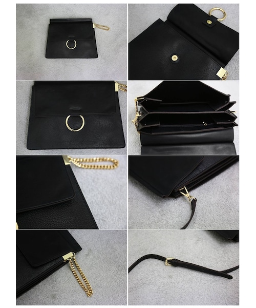 Aco Design（アコデザイン）の「クラッチバッグ レザー/ショルダーバッグ セカンドバッグ/２WAY クラッチバッグ（クラッチバッグ・レディース・ブラック・横：32　縦：25　マチ：3.5）」の12枚目の写真