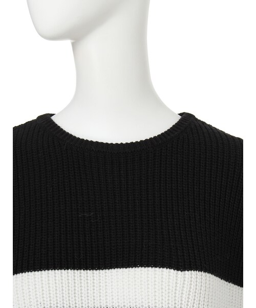 MURUA（ムルーア）の「【CASUAL】ラインニットトップス（トップス・レディース・ホワイト/ブラック・F）」の6枚目の写真