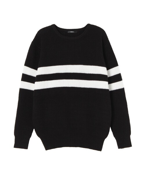 MURUA（ムルーア）の「【CASUAL】ラインニットトップス（トップス・レディース・ホワイト/ブラック・F）」の9枚目の写真