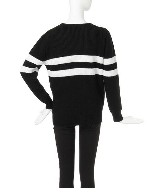 MURUA（ムルーア）の「【CASUAL】ラインニットトップス（トップス・レディース・ホワイト/ブラック・F）」の5枚目の写真