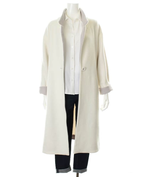 31 Sons de mode（トランテアン　ソン　ドゥ　モード）の「ウール配色ロングガウンコート★ポイント10倍★《予約アイテム》（ジャケット/アウター・レディース・オフホワイト/ライトグレー/キャメル・36/38）」の14枚目の写真