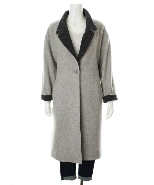 31 Sons de mode（トランテアン　ソン　ドゥ　モード）の「ウール配色ロングガウンコート★ポイント10倍★《予約アイテム》（ジャケット/アウター・レディース・オフホワイト/ライトグレー/キャメル・36/38）」の2枚目の写真