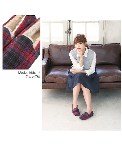 KOBE LETTUCE（コウベレタス）の「ムートンローファーシューズ H499（スニーカー・レディース・Bk×ヒョウ柄ファー/Ca×ヒョウ柄ファー/チェック柄/メルトングレー/スムースシルバー/スエードベージュ/スエードブラック/スエードキャメル/スエードネイビー・L/LL/M/S）」の6枚目の写真