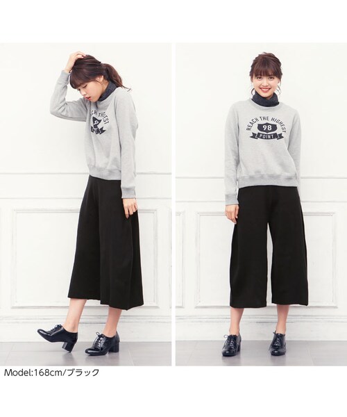 KOBE LETTUCE（コウベレタス）の「ハーフミラノリブニットガウチョパンツ/レディース M1429（パンツ・レディース・ブラック/キャメル/グレー/カーキ・FREE）」の6枚目の写真