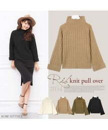 KOBE LETTUCE | 袖折り返しボトルネックニットトップス/レディース リブ編み N941(トップス)