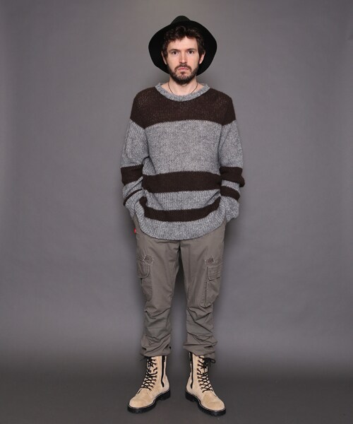 VIRGOwearworks（ヴァルゴウェアワークス）の「Strange border mohair モヘアボーダーニット（トップス・メンズ・WHITE/BLUE、BROWN/GRAY、GRAY/BLACK・2/3/4）」の16枚目の写真