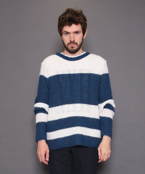VIRGOwearworks（ヴァルゴウェアワークス）の「Strange border mohair モヘアボーダーニット（トップス・メンズ・WHITE/BLUE、BROWN/GRAY、GRAY/BLACK・2/3/4）」の18枚目の写真