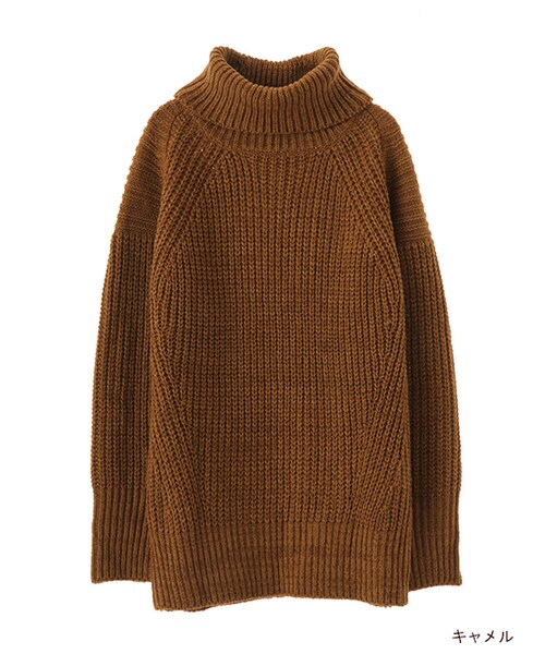 w closet(ダブルクローゼット)の「片畦タートルニット(トップス・レディース・オフホワイト/キャメル/カーキ・FREE)」の2枚目の写真