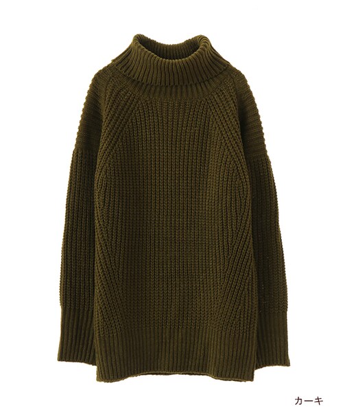 w closet(ダブルクローゼット)の「片畦タートルニット(トップス・レディース・オフホワイト/キャメル/カーキ・FREE)」の3枚目の写真