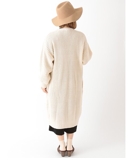 w closet（ダブルクローゼット）の「片畦ロングカーディガン（トップス・レディース・オフホワイト/ベージュ/ネイビー・FREE）」の6枚目の写真