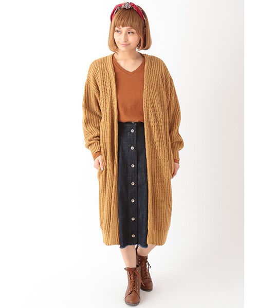 w closet（ダブルクローゼット）の「片畦ロングカーディガン（トップス・レディース・オフホワイト/ベージュ/ネイビー・FREE）」の13枚目の写真