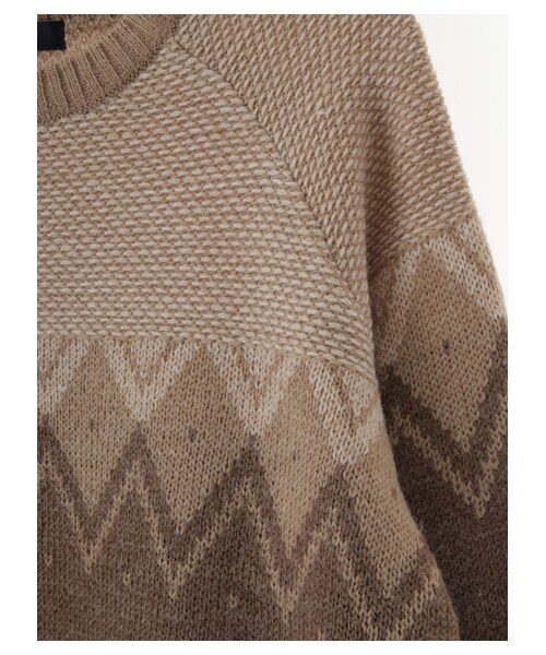 Green　Parks（グリーンパークス）の「Nジャガード柄ニットプルオーバー（トップス・グレー/ベージュ/ネイビー・F）」の8枚目の写真