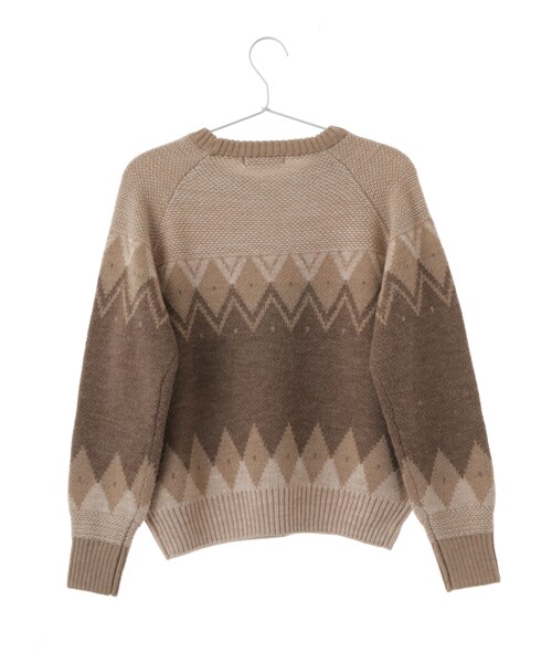 Green　Parks（グリーンパークス）の「Nジャガード柄ニットプルオーバー（トップス・グレー/ベージュ/ネイビー・F）」の5枚目の写真