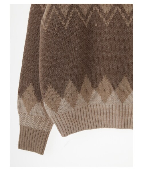 Green　Parks（グリーンパークス）の「Nジャガード柄ニットプルオーバー（トップス・グレー/ベージュ/ネイビー・F）」の7枚目の写真