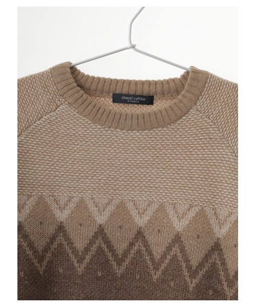 Green　Parks（グリーンパークス）の「Nジャガード柄ニットプルオーバー（トップス・グレー/ベージュ/ネイビー・F）」の6枚目の写真