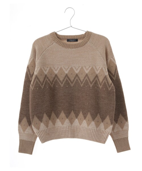 Green　Parks（グリーンパークス）の「Nジャガード柄ニットプルオーバー（トップス・グレー/ベージュ/ネイビー・F）」の2枚目の写真