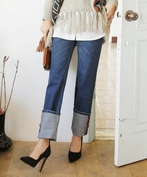 DHOLIC | ストレートフィットロールアップジーンズ(デニムパンツ)