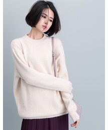 mooncat | 混兔毛立領毛衣色(トップス)