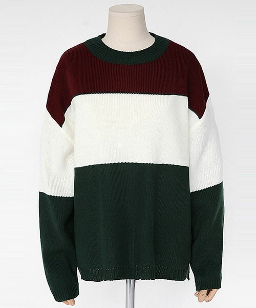 DHOLIC（ディーホリック）の「レトロ風３カラーブロックニット（ニット/セーター・レディース・ブラック/ベージュ/ワイン・FREE）」の3枚目の写真