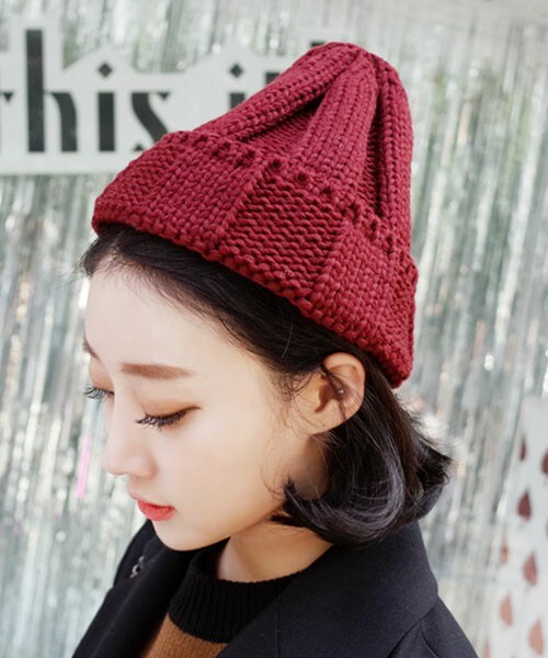 DHOLIC（ディーホリック）の「9colorsシンプルニットビーニー（ニットキャップ/ビーニー・レディース・カーキ/グレー/ネイビー/ブラック/ブラックグレー/ブルー/ベージュ/レッド/ワイン・FREE）」の9枚目の写真