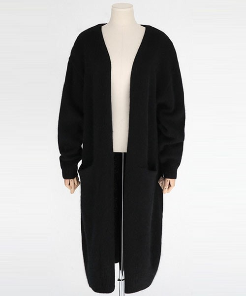 DHOLIC（ディーホリック）の「アンゴラロングニットカーディガン（カーディガン/ボレロ・レディース・グレー/ダークグリーン/ブラック/ベージュ・FREE）」の2枚目の写真