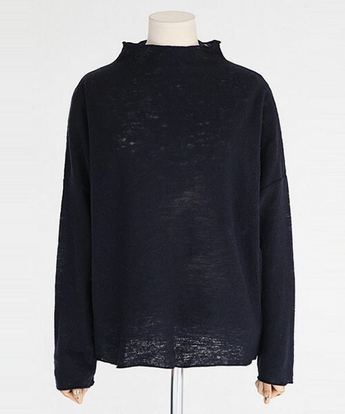 DHOLIC（ディーホリック）の「ユニークハイネックウールTシャツ（Tシャツ/カットソー・レディース・アイボリー/ディープスカイブルー/ネイビー/ライトグレー・FREE）」の4枚目の写真