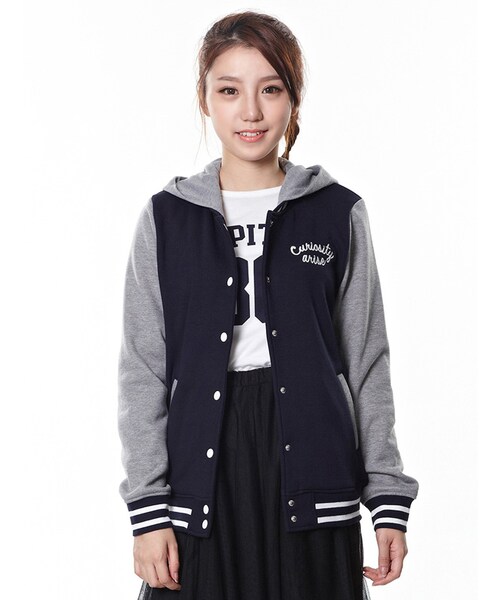 Honeys（ハニーズ）の「スタジャン（ジャケット・コート・レディース・クロ/コン/エンジ/杢グレー/コン×杢グレー・Ｍ/Ｌ）」の4枚目の写真