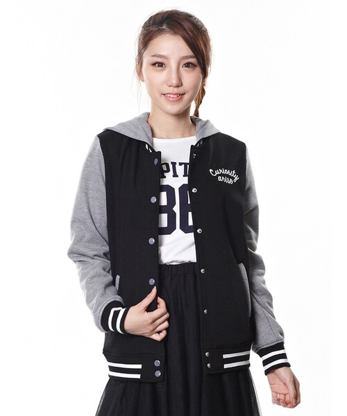 Honeys（ハニーズ）の「スタジャン（ジャケット・コート・レディース・クロ/コン/エンジ/杢グレー/コン×杢グレー・Ｍ/Ｌ）」の2枚目の写真