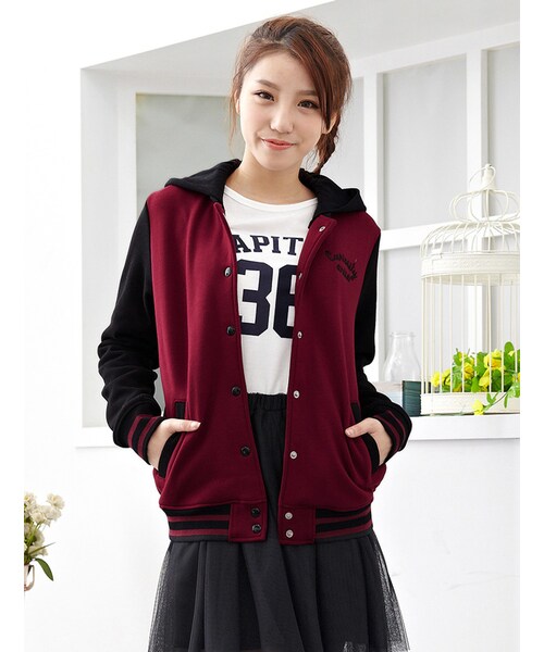 Honeys（ハニーズ）の「スタジャン（ジャケット・コート・レディース・クロ/コン/エンジ/杢グレー/コン×杢グレー・Ｍ/Ｌ）」の5枚目の写真