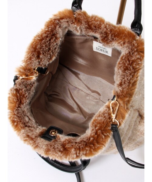 interstaple（インターステイプル）の「3WAYファーショルダー（トートバッグ・レディース・GRY/BG/CMF・F）」の12枚目の写真