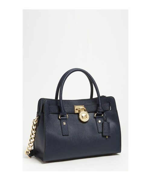 MICHAEL KORS（マイケルコース）の「MICHAEL Michael Kors 'Medium Hamilton' Saffiano Leather Satchel（ショルダーバッグ・レディース・Black/Brown/Blue・One Size）」の3枚目の写真